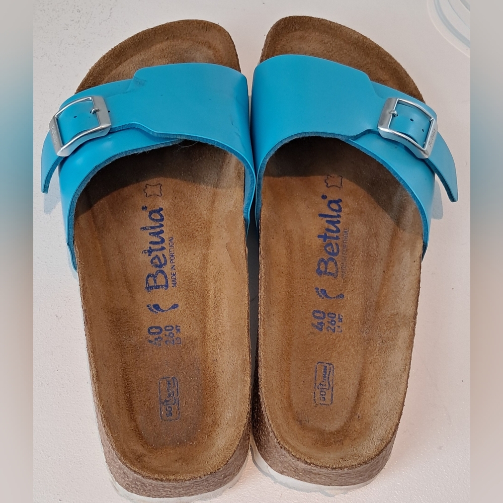 Betula By Birkenstock Turquiose Blue Slip On Sandals Sz 40/9-9.5 Pre-Owned - Picture 4 of 10